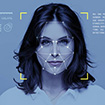 Facial Recognition System, Concept Images. Portrait of young woman.